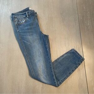 Free People mid rise medium wash skinny leg womens denim jeans Size W 27 classic